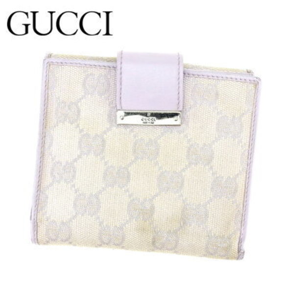 Gucci bifold Wallet GG purple beige canvas leather - Picture 1 of 6